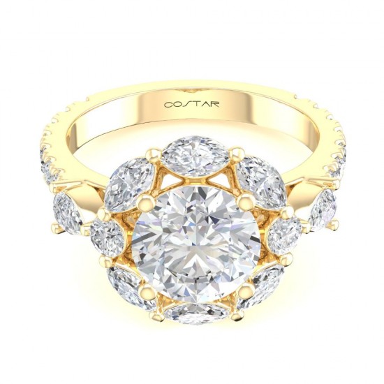 Yellow Gold Semi-Mount Diamond Ring 1.34 CT