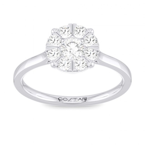 White Gold Diamond Cluster Ring  1/2 CT