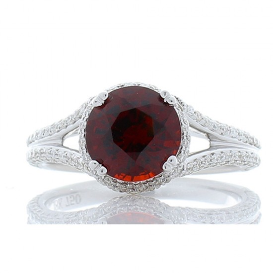 18K White Gold Garnet Gemstone Ring