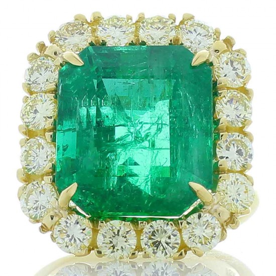 18K Yellow Gold Emerald Gemstone Ring