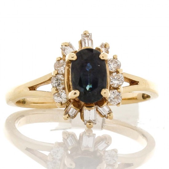 14K Yellow Gold Sapphire Gemstone Ring