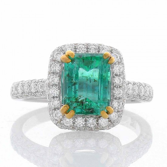 18K White Gold Emerald Gemstone Ring