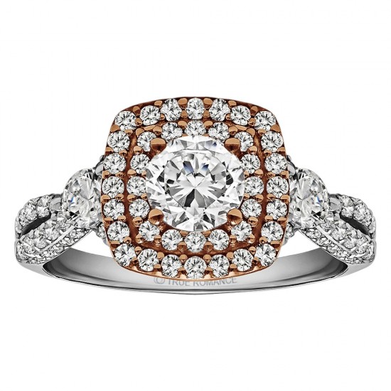 Round Cut Halo Diamond Vintage Semi Mount Engagement Ring