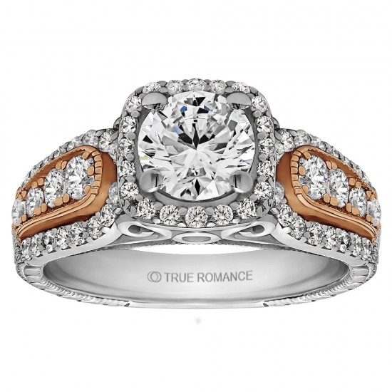 Round Cut Halo Diamond Vintage Semi Mount Engagement Ring