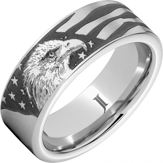 The American Eagle - Serinium&reg; Ring With Bald Eagle and American Flag Engraving