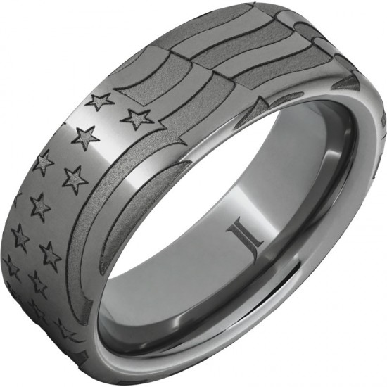 Old Glory - Rugged Tungsten&trade; Men's Ring with American Flag Engraving