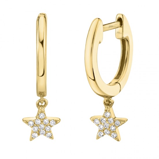 0.04ct 14k Yellow Gold Diamond Star Huggie Earring