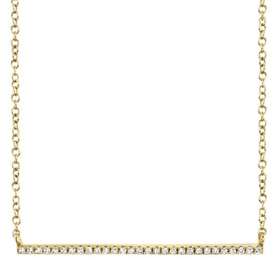 0.08ct 14k Yellow Gold Diamond Bar Necklace