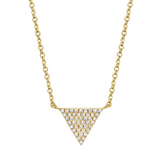 0.13ct 14k Yellow Gold Diamond Pave Triangle Necklace