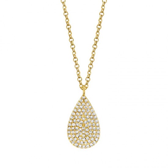 0.19ct 14k Yellow Gold Diamond Pave Necklace