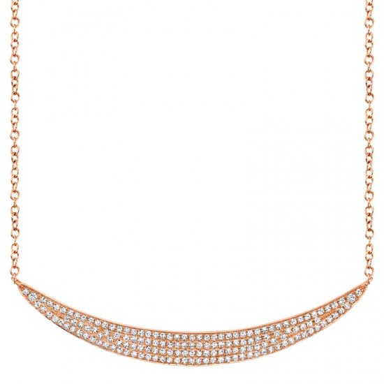 0.42ct 14k Rose Gold Diamond Pave Crescent Necklace