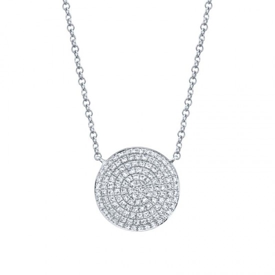0.37ct 14k White Gold Diamond Pave Circle Necklace