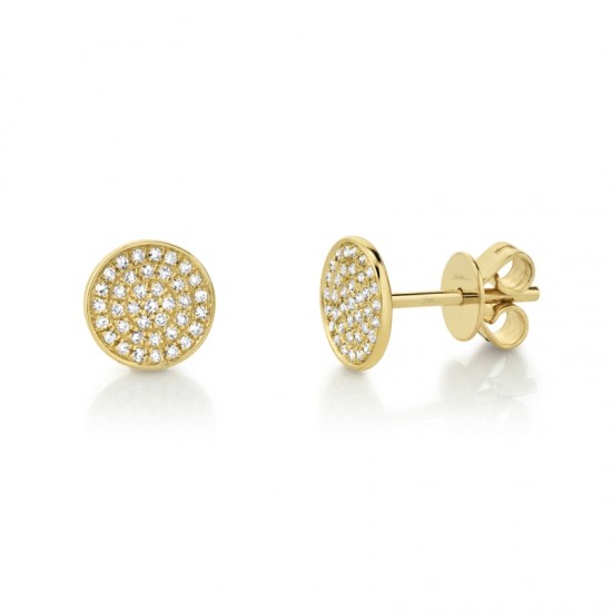 0.17ct 14k Yellow Gold Diamond Pave Stud Earring