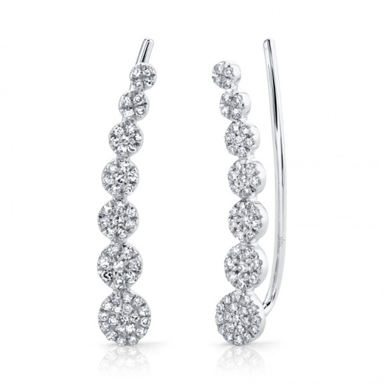 0.25ct 14k White Gold Diamond Earring Crawler Earring