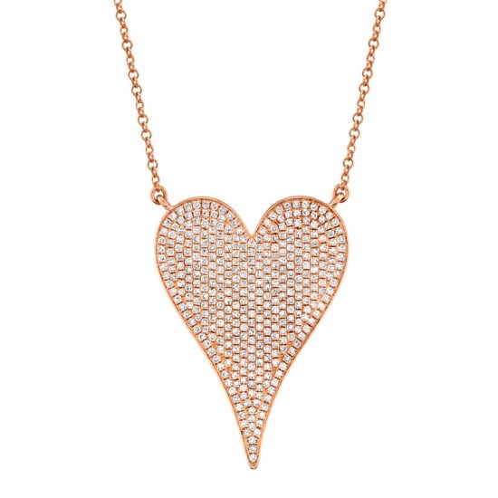 0.83ct 14k Rose Gold Diamond Heart Necklace