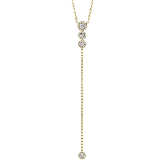 0.29ct 14k Yellow Gold Diamond Lariat Necklace