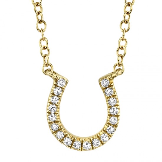 0.06ct 14k Yellow Gold Diamond Horseshoe Necklace