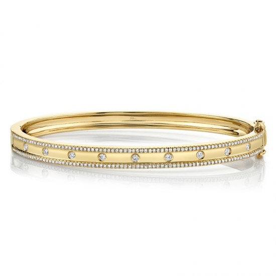 0.62ct 14k Yellow Gold Diamond Bangle