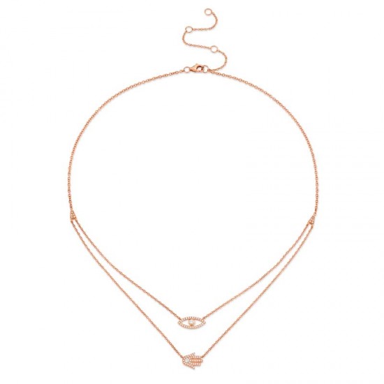 0.24ct 14k Rose Gold Diamond Eye & Hamsa Necklace