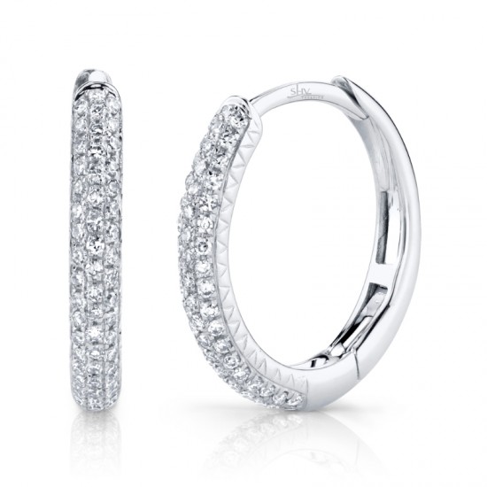 0.21ct 14k White Gold Diamond Pave Hoop Earring