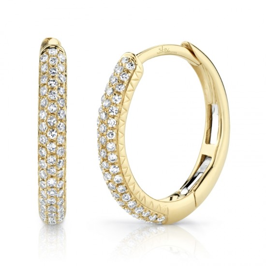 0.21ct 14k Yellow Gold Diamond Pave Hoop Earring