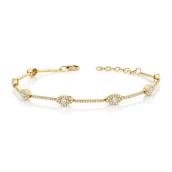 0.88ct 14k Yellow Gold Diamond Eye Bracelet