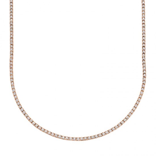 3.96ct 14k Rose Gold Diamond Tennis Necklace