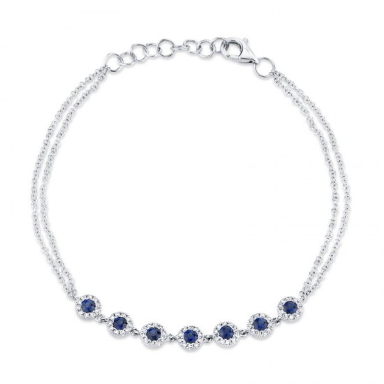 0.21ct Diamond & 0.53ct Blue Sapphire 14k White Gold Diamond Bracelet