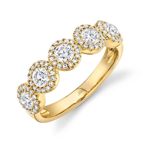 1.00ct Round Brilliant Center and 0.25ct Side 14k Yellow Gold Diamond Lady's Band