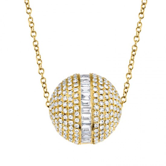 Ct 14k Yellow Gold Diamond Baguette Barrel Necklace