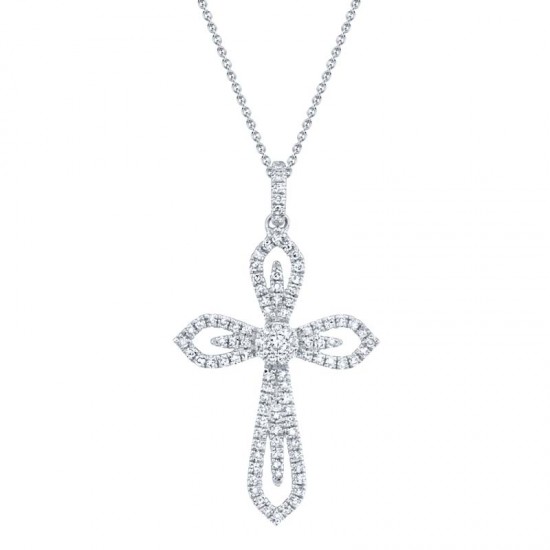 0.31ct 14k White Gold Diamond Cross Necklace