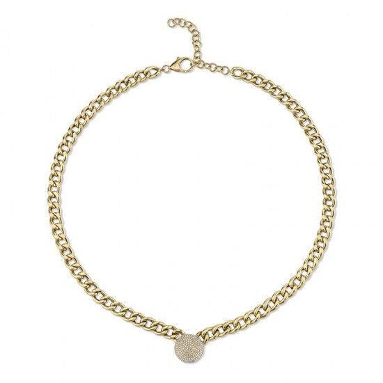0.49ct 14k Yellow Gold Diamond Pave Chain Necklace