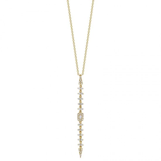 0.34ct 14k Yellow Gold Diamond Baguette Necklace