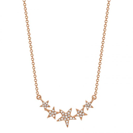 0.11ct 14k Rose Gold Diamond Star Necklace