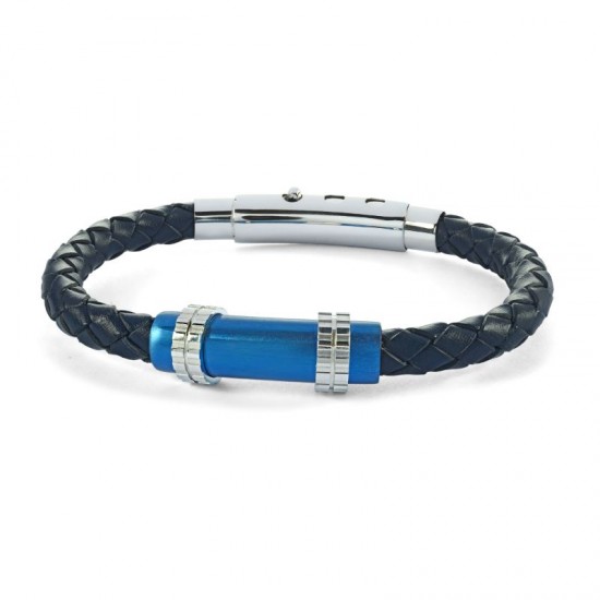 Italgem Steel Leather Bracelet