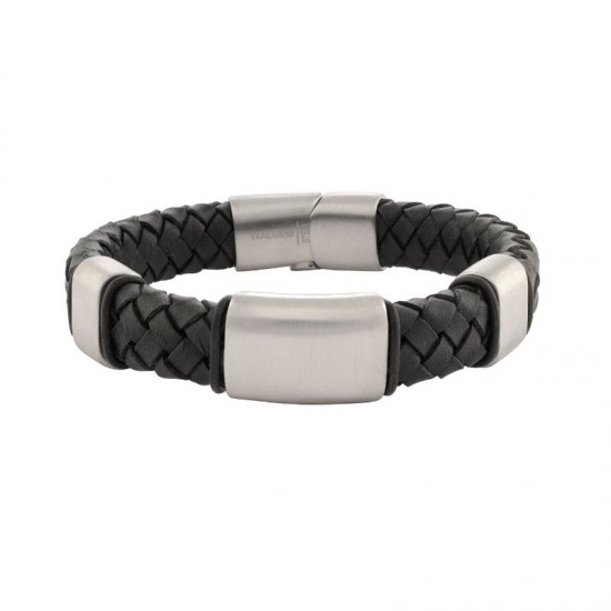 Italgem Steel Leather Bracelet