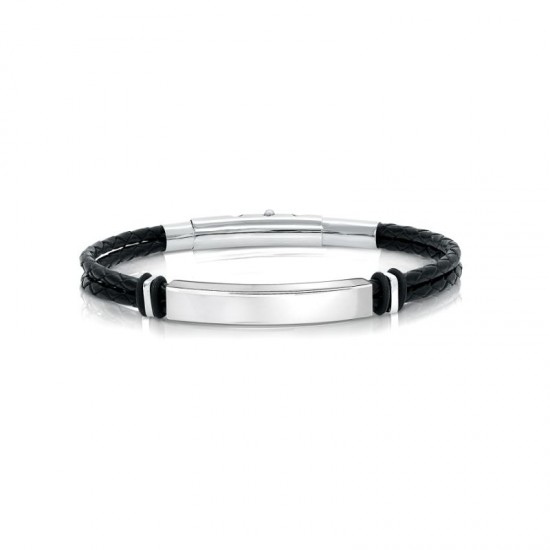 Italgem Steel Leather Bracelet