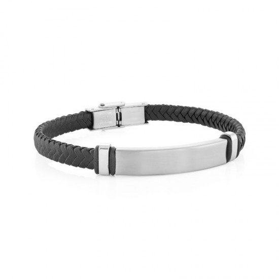 Italgem Steel Leather Bracelet