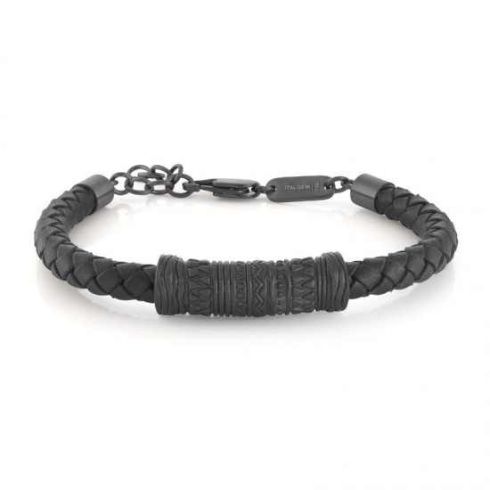 Italgem Steel Leather Bracelet