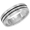 Gents 14k White Gold 6mm Castle Matte Finish Wedding Band