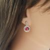18K White Gold Garnet Gemstone Earrings