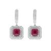 18K White Gold Ruby Gemstone Earrings