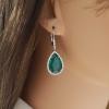 18K White Gold Emerald Gemstone Earrings