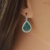 18K White Gold Emerald Gemstone Earrings