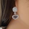 18K White Gold Diamond Gemstone Earrings