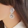 18K White Gold Diamond Gemstone Earrings
