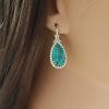 18K Yellow Gold Emerald Gemstone Earrings