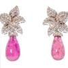 18K White Gold Rubelite Gemstone Earrings