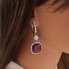 18K White Gold Rubelite Gemstone Earrings