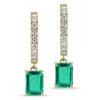 Lab Grown Diamond and Created Emerald Earrings